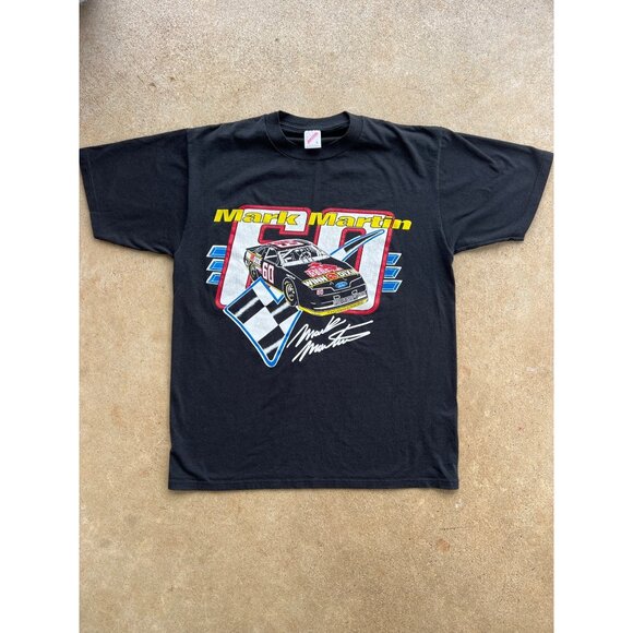 Vintage NASCAR Mark Martin #60 Racing Graphic Tee By Jerzees  Size L O3 - Picture 1 of 5
